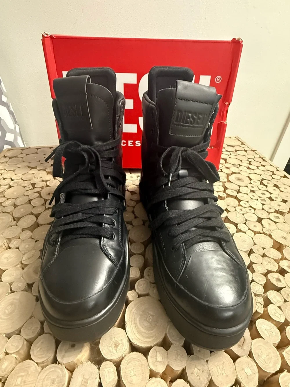 Diesel Black High-Top Leather Boots